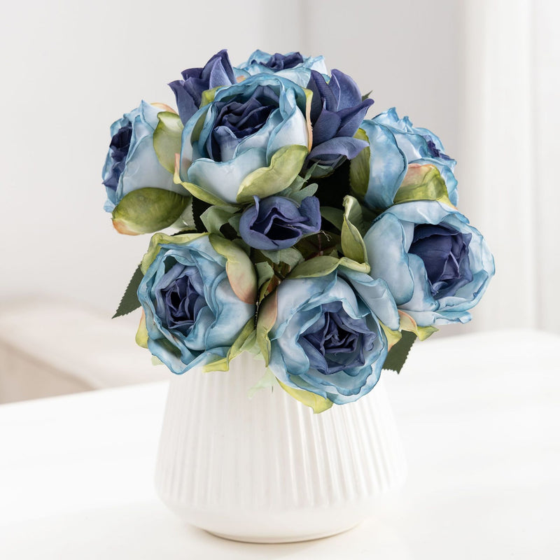 Silk Real-Touch Rose Bouquet, 11" Long with 10 Blooms (3" Each) – Wedding Centerpiece, Home Decor, Vase Arrangement, DIY Floral Design