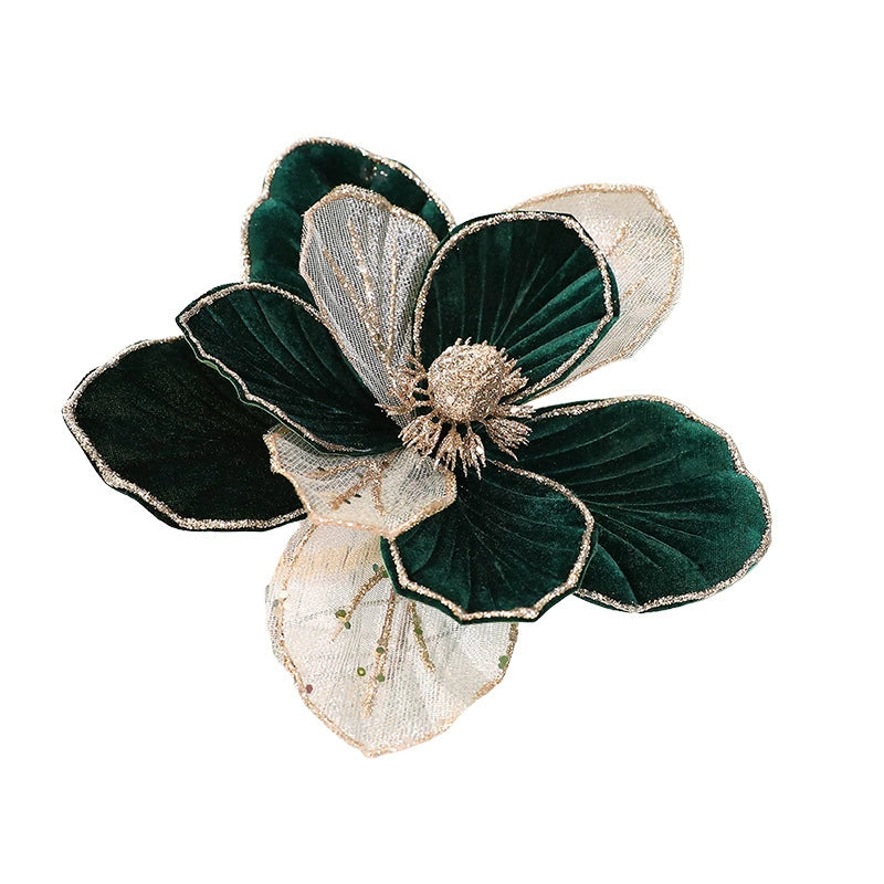 9" Glittered Poinsettia Spray - Real Touch Artificial Flower for Christmas Decor, Wedding Centerpieces, Holiday Table Arrangements (Burgundy, Green, Ivory)