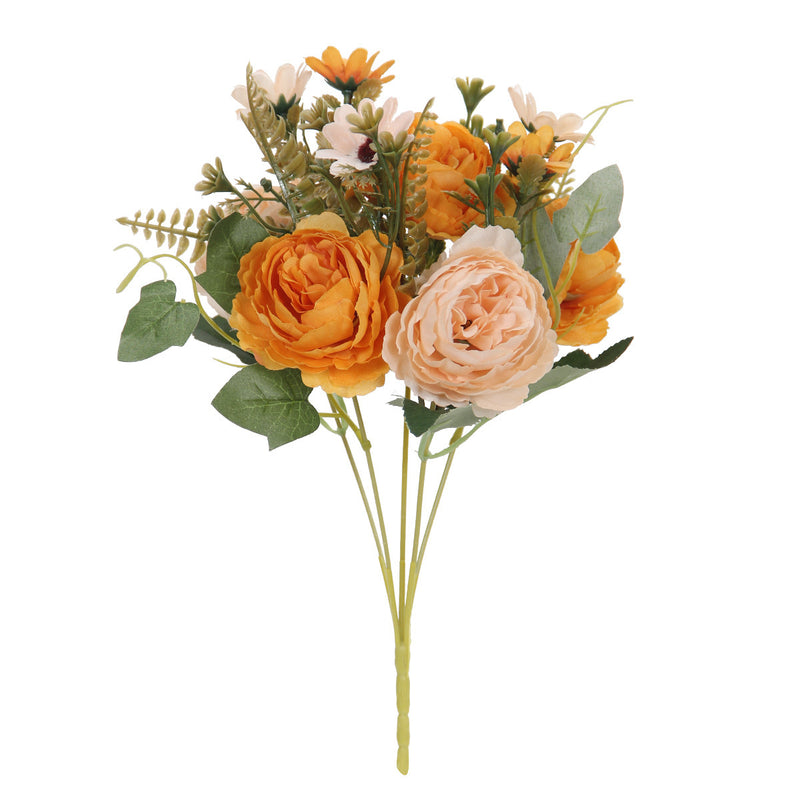 Silk Peony Bouquet, 13" Tall, Real-Touch Artificial Flowers for Weddings, Home Decor, and Event Styling