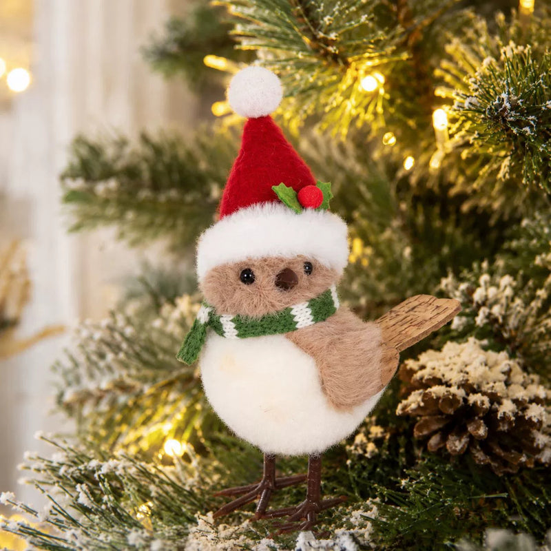 Fuzzy Foam Christmas Tree Bird Ornaments, 5" Mini Tabletop Decor, Rustic Holiday Decor, DIY Wedding Centerpieces, Seasonal Display