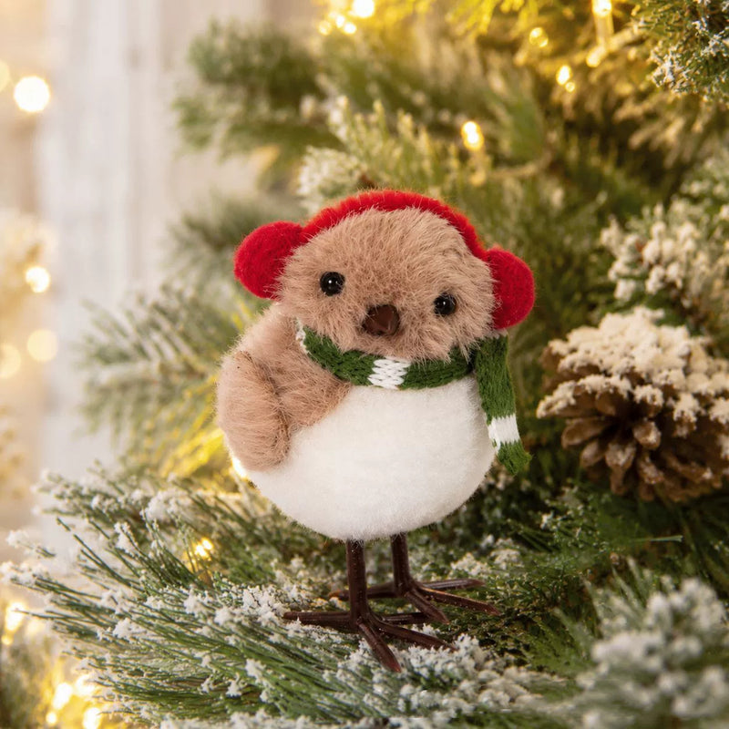 Fuzzy Foam Christmas Tree Bird Ornaments, 5" Mini Tabletop Decor, Rustic Holiday Decor, DIY Wedding Centerpieces, Seasonal Display