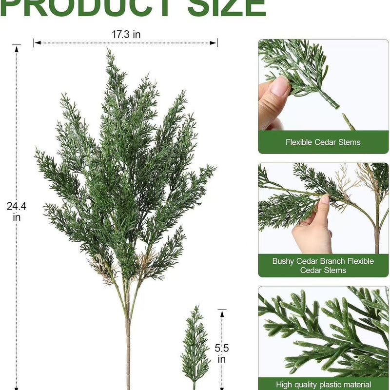 Realistic Artificial Pine Branches, 24.4" Long, 13.7" Wide, Plastic, Holiday Decor, Christmas, Home Decor, Wedding Arrangements