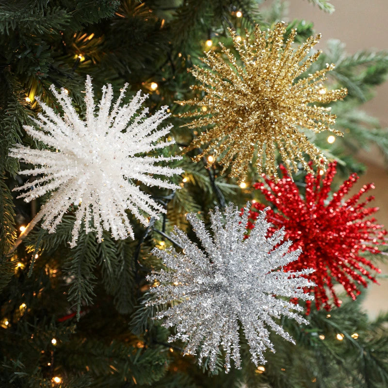 Christmas Glitter Spray Stems, 18" Foam Holiday Decor, Gold, White, Silver, Red, Perfect for Vases, Home Decor, Weddings & Seasonal Arrangements