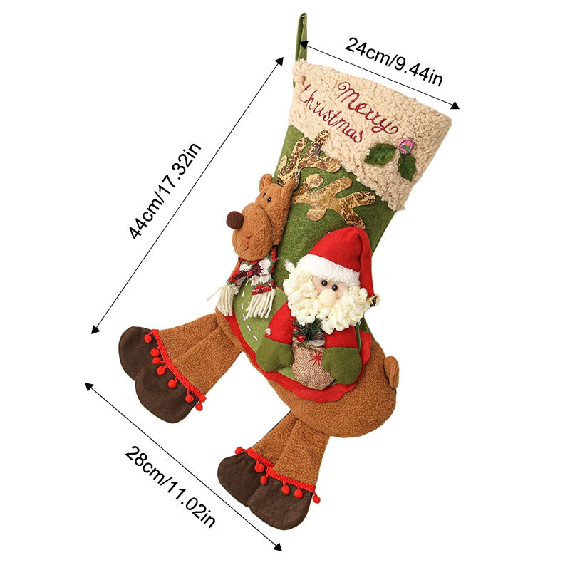 Christmas Stocking Decor, Santa Claus Stocking Tree Ornament, 17" Length, Festive Holiday Decor for Home, Parties, and Gifting