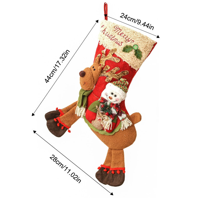 Christmas Stocking Decor, Santa Claus Stocking Tree Ornament, 17" Length, Festive Holiday Decor for Home, Parties, and Gifting