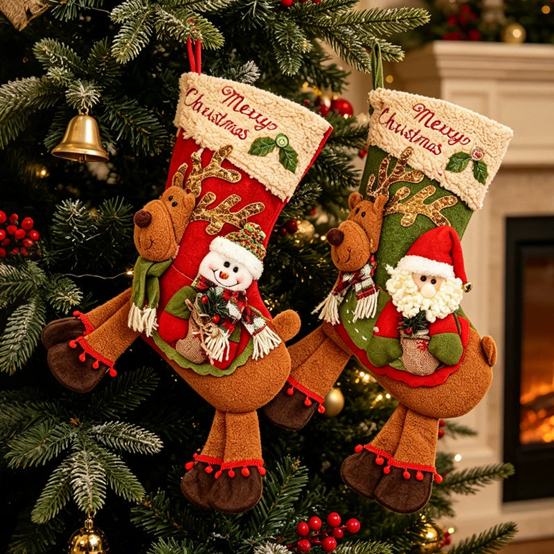 Christmas Stocking Decor, Santa Claus Stocking Tree Ornament, 17" Length, Festive Holiday Decor for Home, Parties, and Gifting