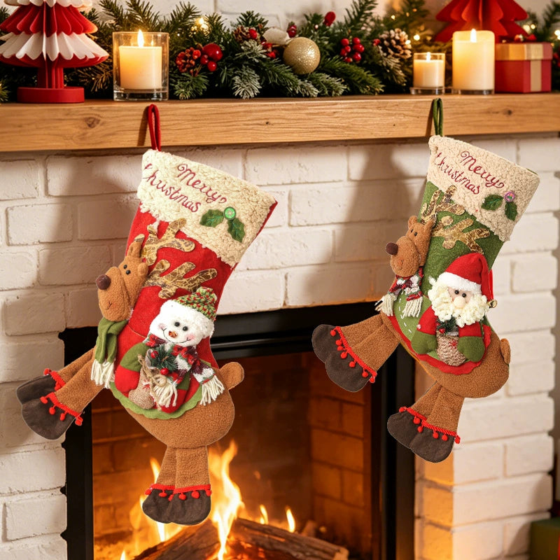 Christmas Stocking Decor, Santa Claus Stocking Tree Ornament, 17" Length, Festive Holiday Decor for Home, Parties, and Gifting