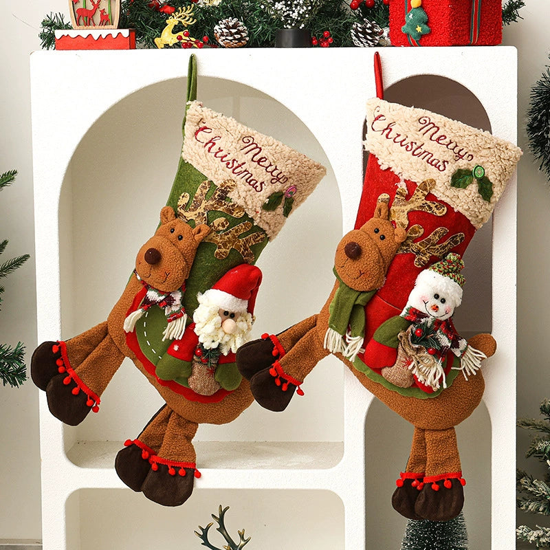 Christmas Stocking Decor, Santa Claus Stocking Tree Ornament, 17" Length, Festive Holiday Decor for Home, Parties, and Gifting
