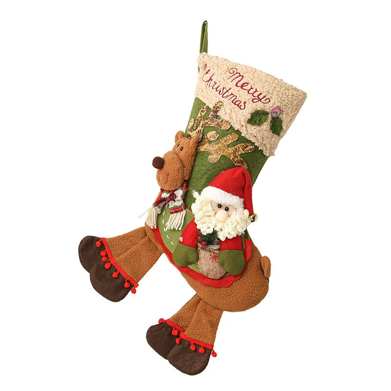 Christmas Stocking Decor, Santa Claus Stocking Tree Ornament, 17" Length, Festive Holiday Decor for Home, Parties, and Gifting