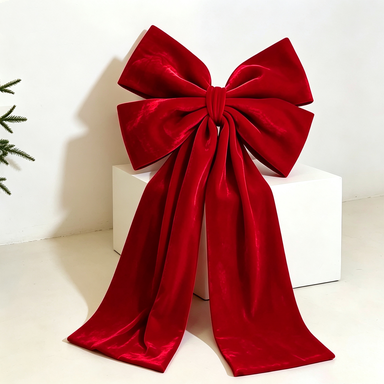 Oversized Red Velvet Bow Decoration, 44" Wide, Perfect for Christmas, Weddings, and Festive Events, Home Decor, DIY Projects