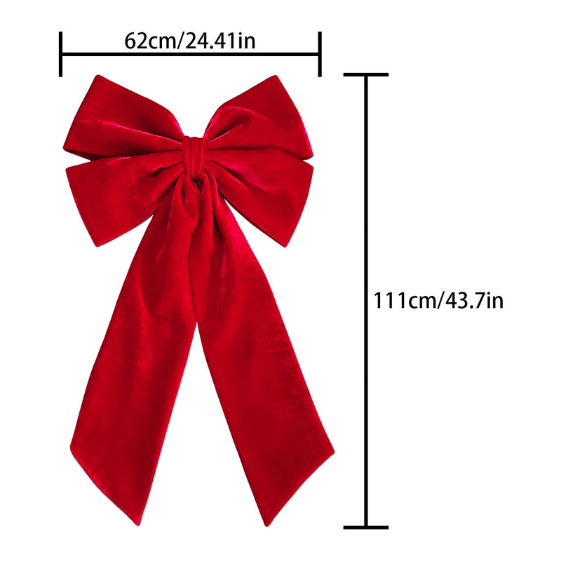 Oversized Red Velvet Bow Decoration, 44" Wide, Perfect for Christmas, Weddings, and Festive Events, Home Decor, DIY Projects