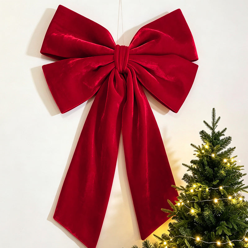 Oversized Red Velvet Bow Decoration, 44" Wide, Perfect for Christmas, Weddings, and Festive Events, Home Decor, DIY Projects