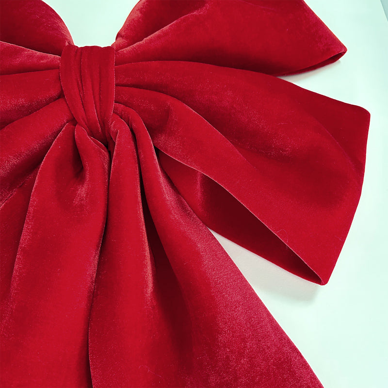 Oversized Red Velvet Bow Decoration, 44" Wide, Perfect for Christmas, Weddings, and Festive Events, Home Decor, DIY Projects