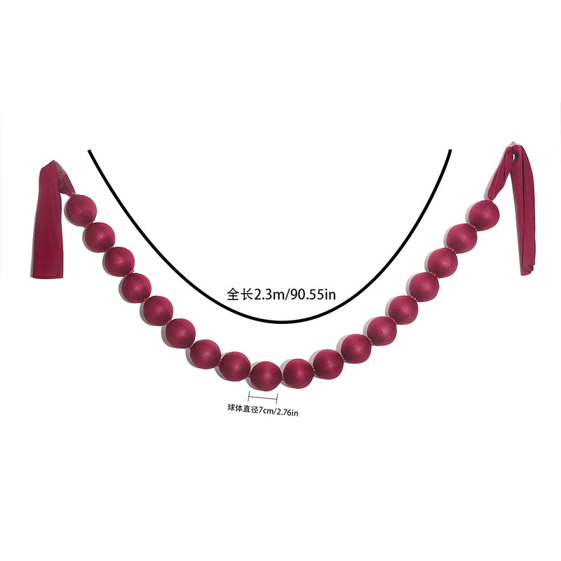 Red Fabric Ball Garland, 91" Length with 18 Balls (3" Each) - Christmas Decor, Holiday Party, Wedding Arch, Home & Store Display