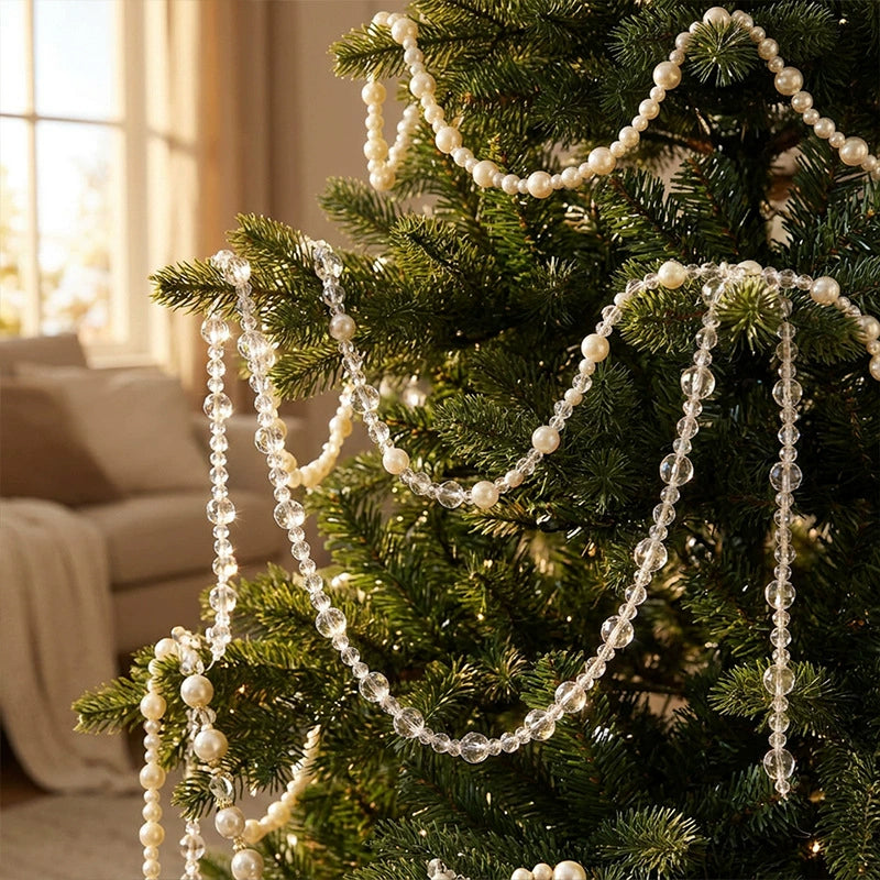 Christmas Beaded Garland, 47" DIY Holiday Decorations, Realistic Tree Ornaments, Perfect for Home Decor, Weddings & Festive Parties
