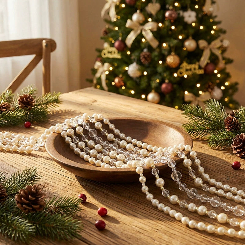 Christmas Beaded Garland, 47" DIY Holiday Decorations, Realistic Tree Ornaments, Perfect for Home Decor, Weddings & Festive Parties