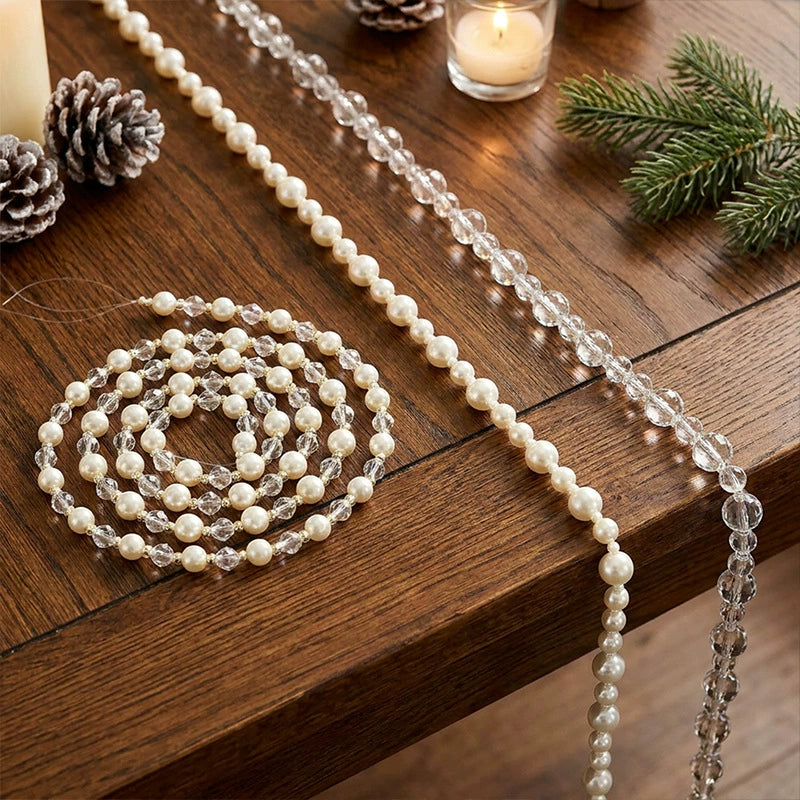 Christmas Beaded Garland, 47" DIY Holiday Decorations, Realistic Tree Ornaments, Perfect for Home Decor, Weddings & Festive Parties