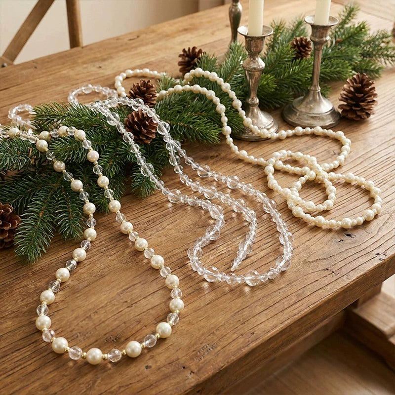 Christmas Beaded Garland, 47" DIY Holiday Decorations, Realistic Tree Ornaments, Perfect for Home Decor, Weddings & Festive Parties