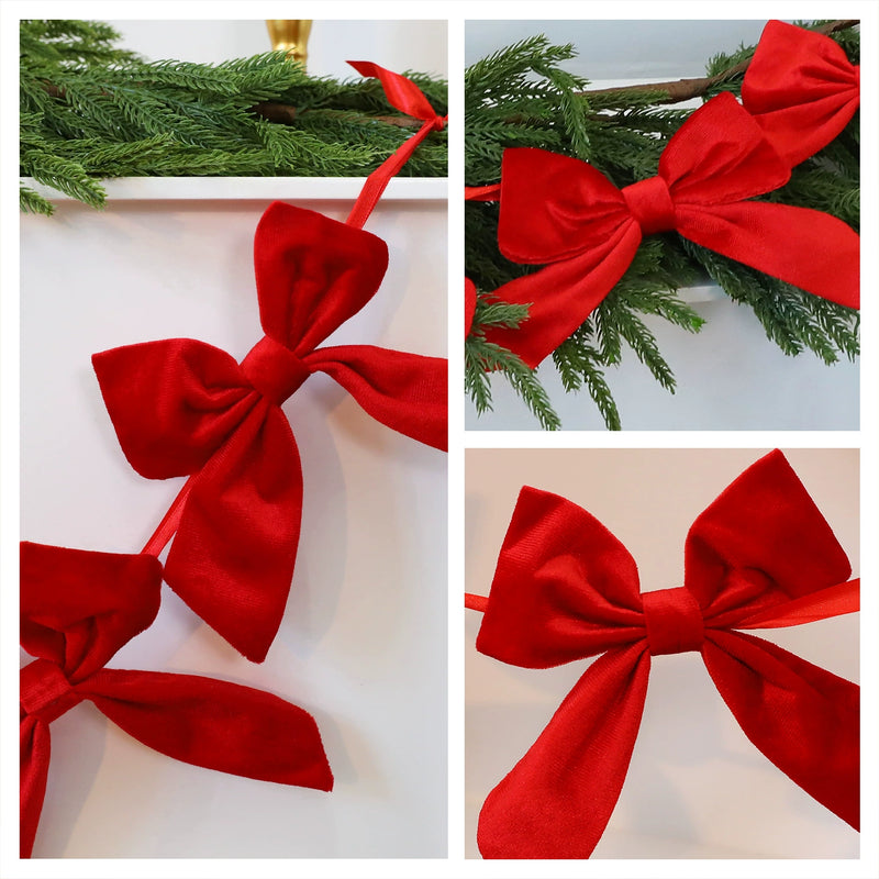 Bow Garland Christmas Tree Decor, 71" Festive Ribbon Banner, Holiday Party, Wedding, Home Decor