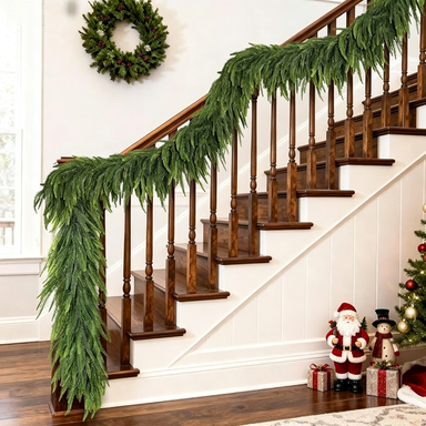 Christmas Norfolk Pine Garland, 106" PE Artificial Pine Garland, Holiday Decor, Indoor Vase Arrangement, Wedding & Event Decor