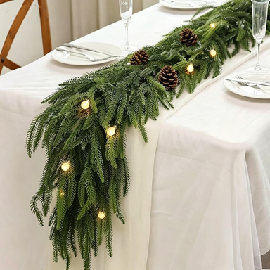 Christmas Norfolk Pine Garland, 106" PE Artificial Pine Garland, Holiday Decor, Indoor Vase Arrangement, Wedding & Event Decor