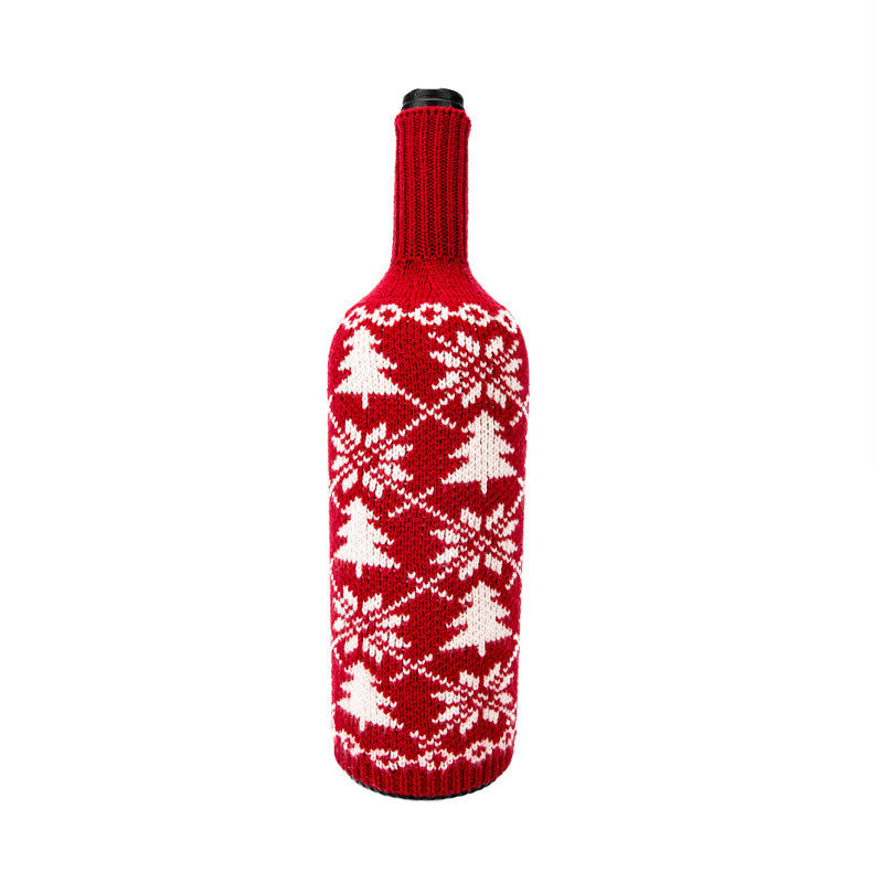 Christmas Wool Knit Wine Bottle Cover, 11" Tall x 4.5" Wide, Warm Holiday Decor for Home, Weddings, Events, Bulk Discounts Available
