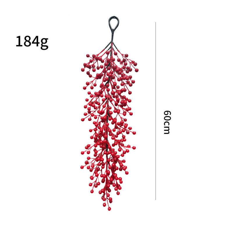 Realistic Red Berry Wall Hanging, 24" Long, Faux Greenery for Christmas Decor, Weddings, Home Decor, and Seasonal Events