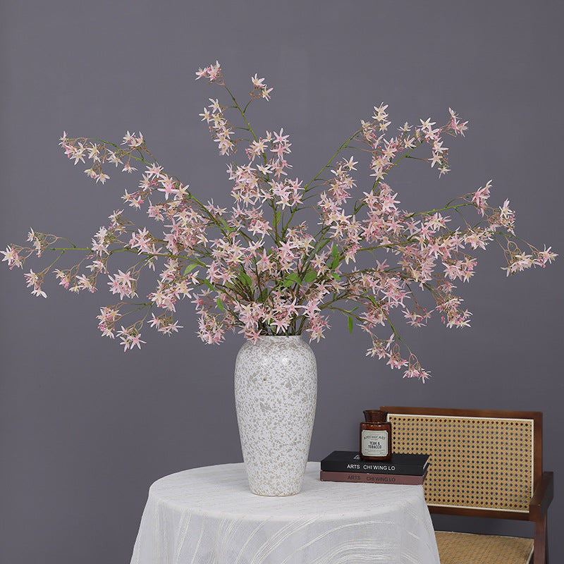 Snow Willow & Dancing Lady Orchid Faux Floral Stem, 47" Long, Real-Touch Silk, Perfect for Wedding Decor, Home Arrangements, and Commercial Spaces