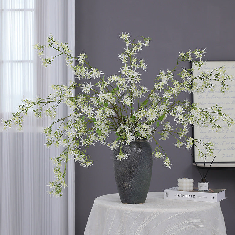 Snow Willow & Dancing Lady Orchid Faux Floral Stem, 47" Long, Real-Touch Silk, Perfect for Wedding Decor, Home Arrangements, and Commercial Spaces