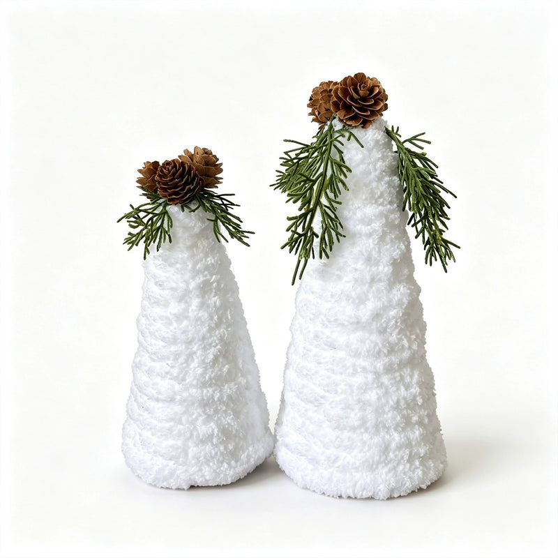 Realistic Christmas Pinecone Decor Set, 8" Large & 7" Small, Faux Fur Christmas Tree Arrangement, Perfect for Holiday Tables, Mantels, and Festive Displays