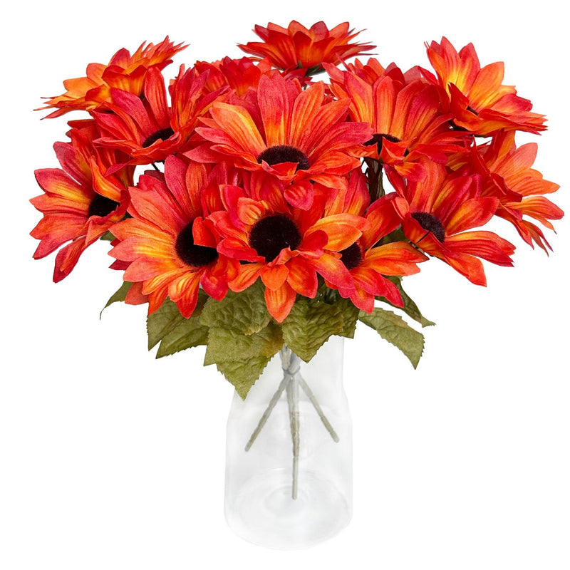 Sunflower Silk Flower Bouquet - 12" Tall with 6 Stems (3.5" Flower Heads), Fall Home Decor, Wedding Centerpieces, DIY Floral Arrangements