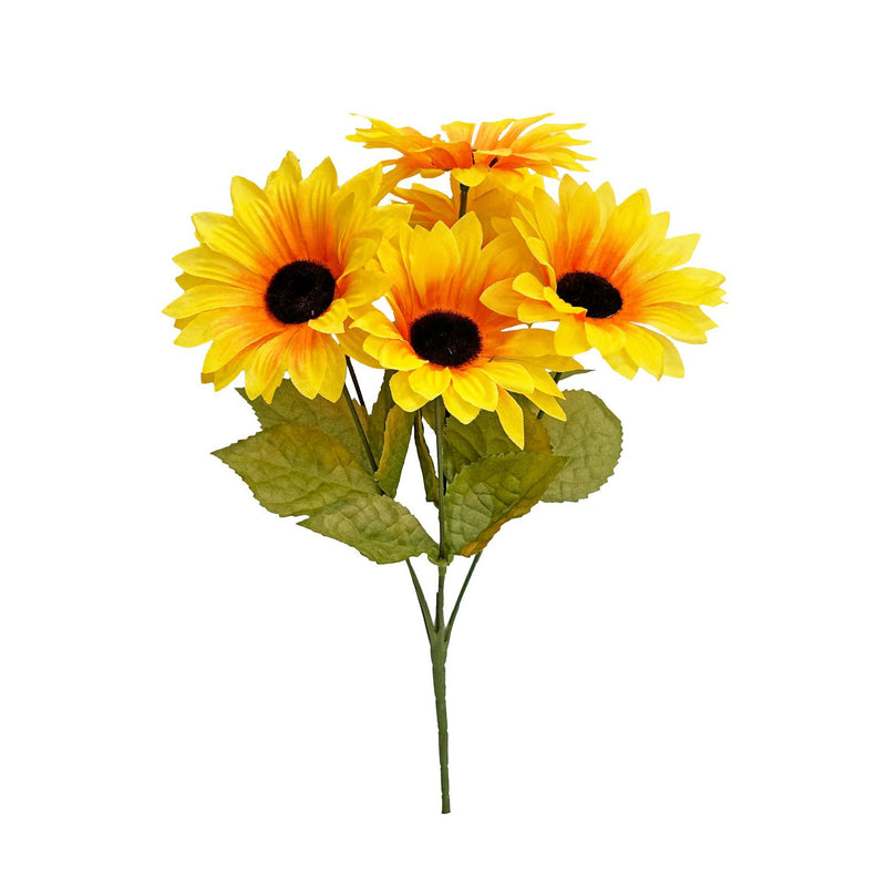 Sunflower Silk Flower Bouquet - 12" Tall with 6 Stems (3.5" Flower Heads), Fall Home Decor, Wedding Centerpieces, DIY Floral Arrangements