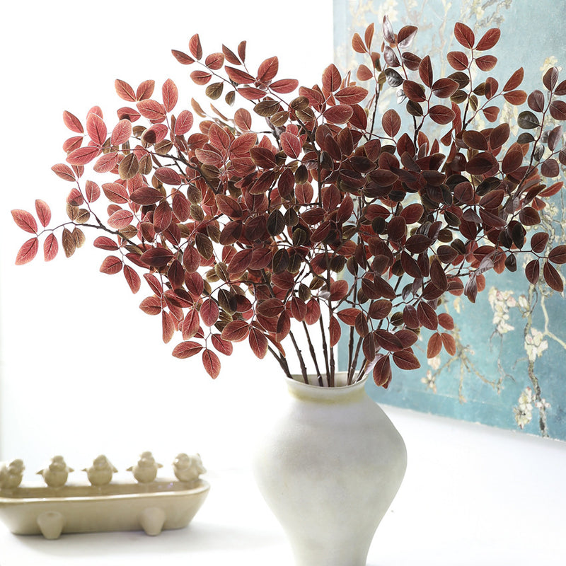 Artificial Crape Myrtle Leaves, 31" Long, 13" Wide, Green/Burgundy/Orange-Red, Indoor Decor, Wedding Arrangements, Bulk Discounts