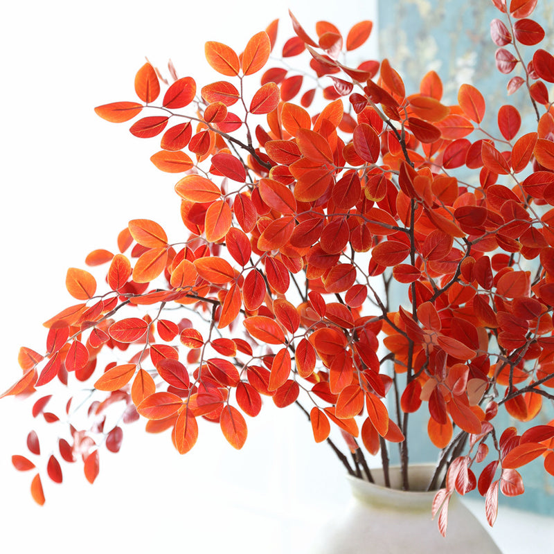 Artificial Crape Myrtle Leaves, 31" Long, 13" Wide, Green/Burgundy/Orange-Red, Indoor Decor, Wedding Arrangements, Bulk Discounts