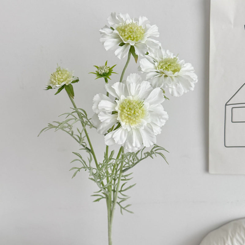 Scabiosa Artificial Flowers (Set of 4 Stems) - 24" Realistic Faux Blooms for Wedding Centerpieces, Home Decor & Event Styling, Bendable Stems for Custom Arrangements