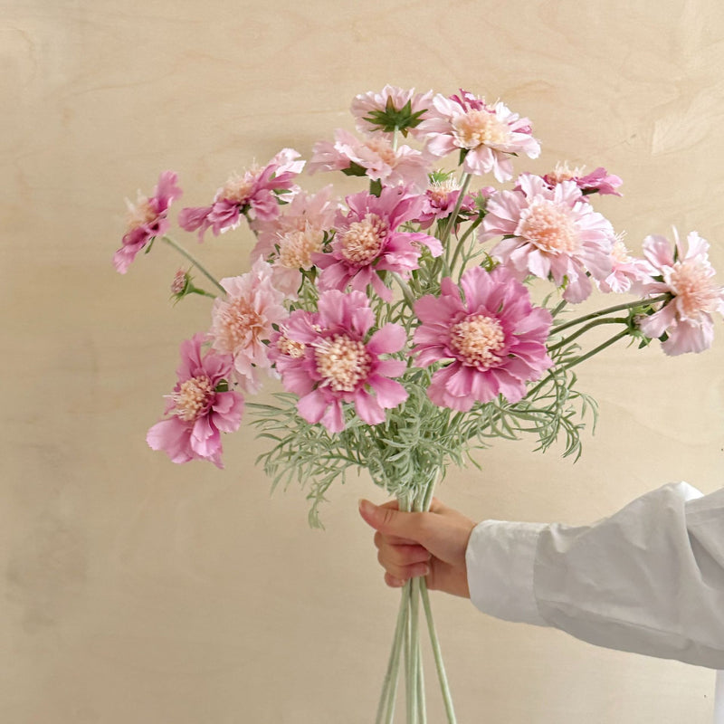 Scabiosa Artificial Flowers (Set of 4 Stems) - 24" Realistic Faux Blooms for Wedding Centerpieces, Home Decor & Event Styling, Bendable Stems for Custom Arrangements
