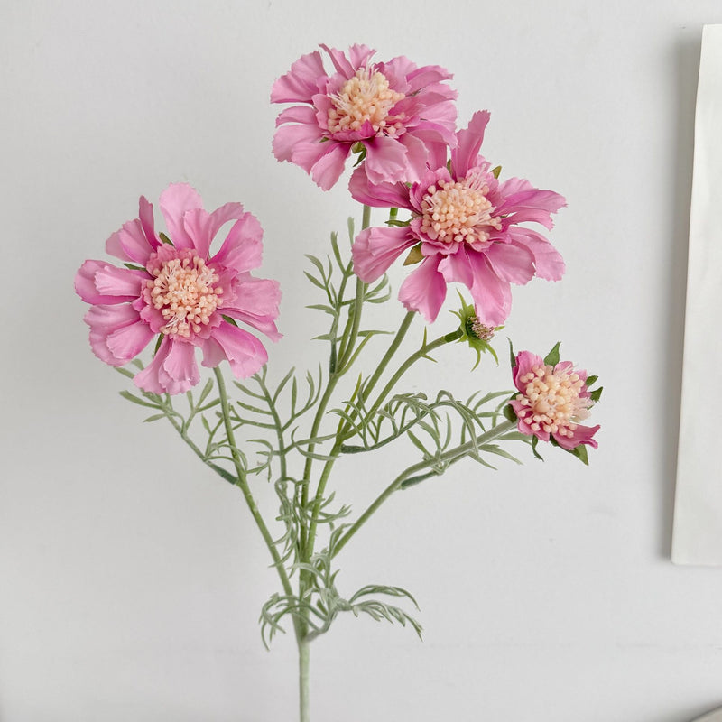 Scabiosa Artificial Flowers (Set of 4 Stems) - 24" Realistic Faux Blooms for Wedding Centerpieces, Home Decor & Event Styling, Bendable Stems for Custom Arrangements