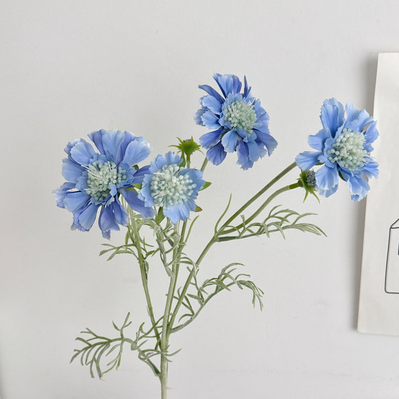 Scabiosa Artificial Flowers (Set of 4 Stems) - 24" Realistic Faux Blooms for Wedding Centerpieces, Home Decor & Event Styling, Bendable Stems for Custom Arrangements