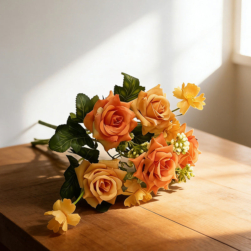 Realistic Artificial Rose Stems, 11" Faux Roses with Bendable Stems for Wedding Centerpieces, Home Decor, Restaurant Table Arrangements