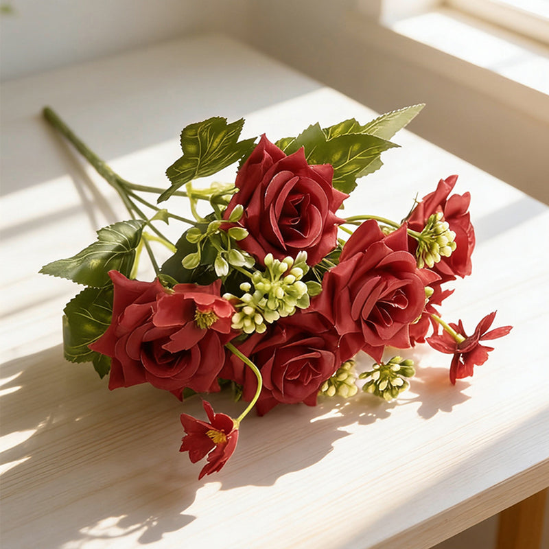 Realistic Artificial Rose Stems, 11" Faux Roses with Bendable Stems for Wedding Centerpieces, Home Decor, Restaurant Table Arrangements