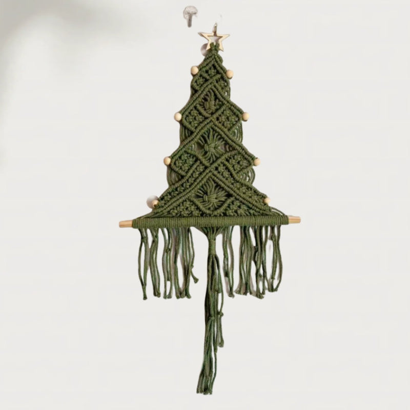 Handwoven Cotton Rope Christmas Tree Tassel Wall Hanging, 24" x 12", Rustic Holiday Decor for Home, Weddings & Events