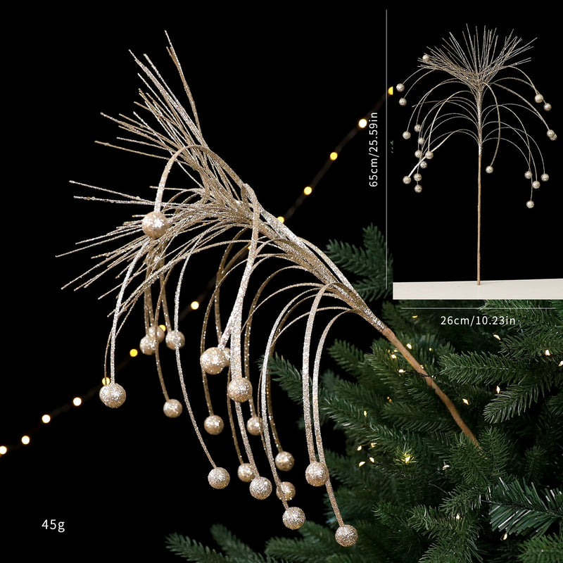 Gold Glitter Line Christmas Tree Decorations, 5 Styles in Red & Champagne, 20" Tall, Perfect for Holiday Home Decor, Weddings & Events