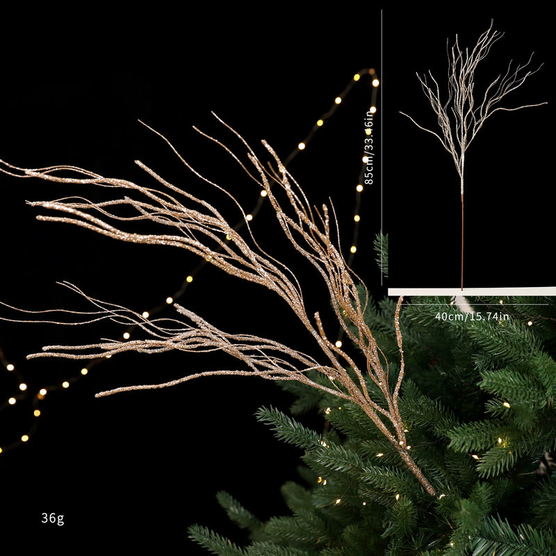 Gold Glitter Line Christmas Tree Decorations, 5 Styles in Red & Champagne, 20" Tall, Perfect for Holiday Home Decor, Weddings & Events