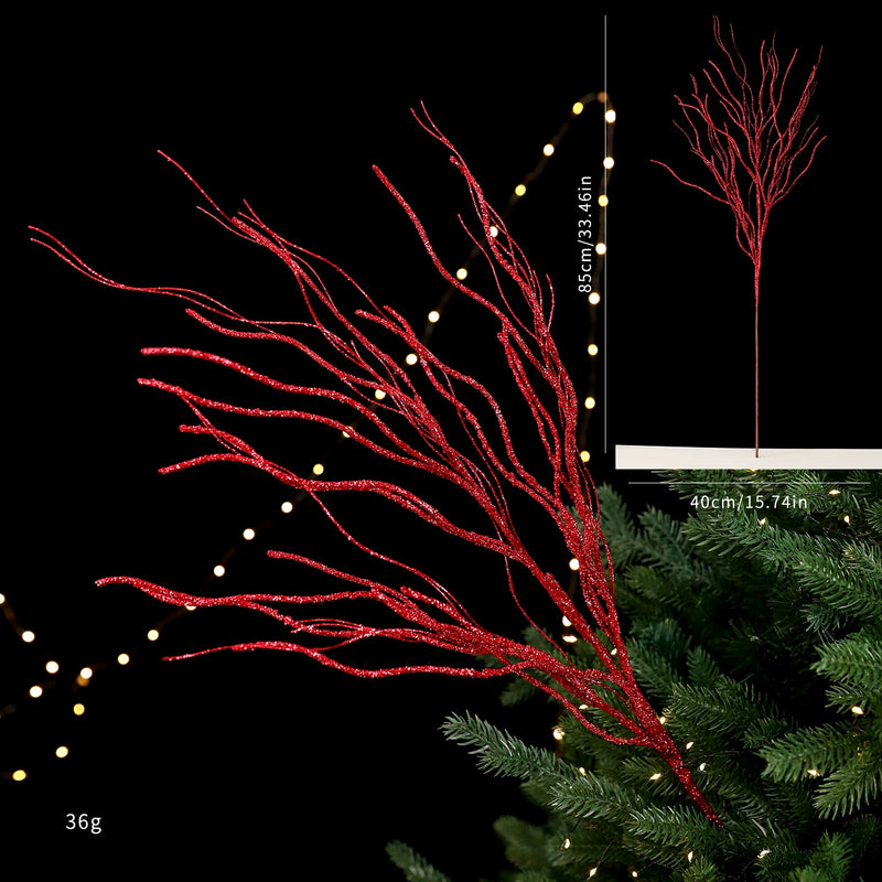 Gold Glitter Line Christmas Tree Decorations, 5 Styles in Red & Champagne, 20" Tall, Perfect for Holiday Home Decor, Weddings & Events