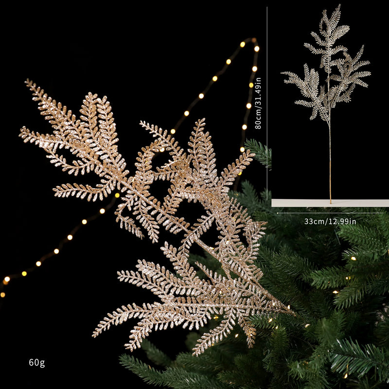Gold Glitter Line Christmas Tree Decorations, 5 Styles in Red & Champagne, 20" Tall, Perfect for Holiday Home Decor, Weddings & Events