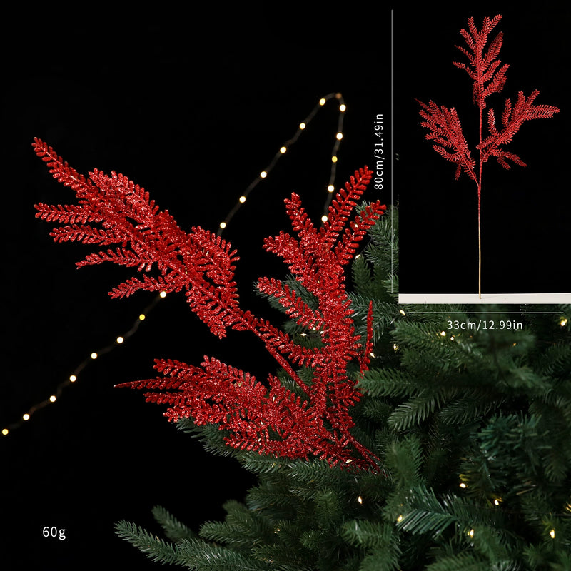 Gold Glitter Line Christmas Tree Decorations, 5 Styles in Red & Champagne, 20" Tall, Perfect for Holiday Home Decor, Weddings & Events