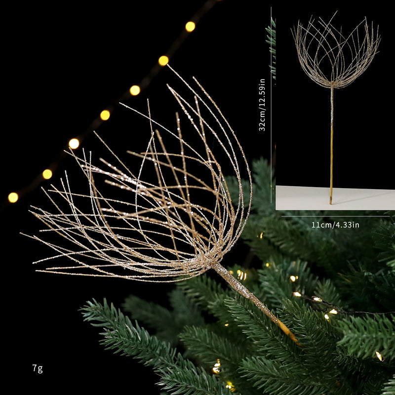 Gold Glitter Line Christmas Tree Decorations, 5 Styles in Red & Champagne, 20" Tall, Perfect for Holiday Home Decor, Weddings & Events