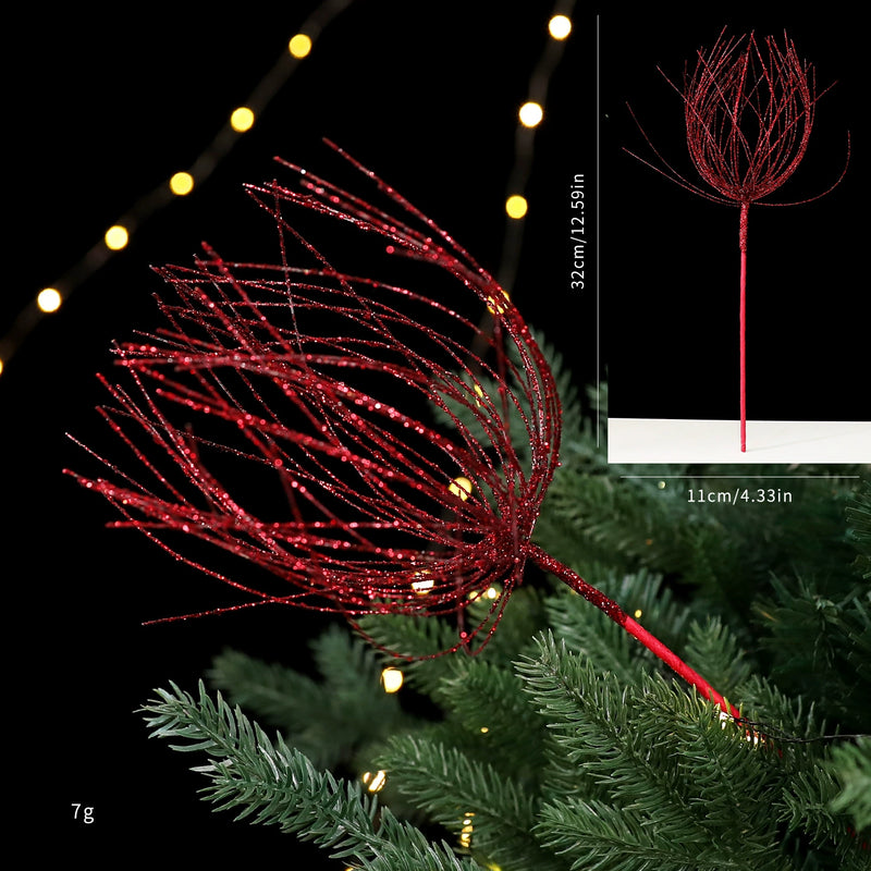 Gold Glitter Line Christmas Tree Decorations, 5 Styles in Red & Champagne, 20" Tall, Perfect for Holiday Home Decor, Weddings & Events