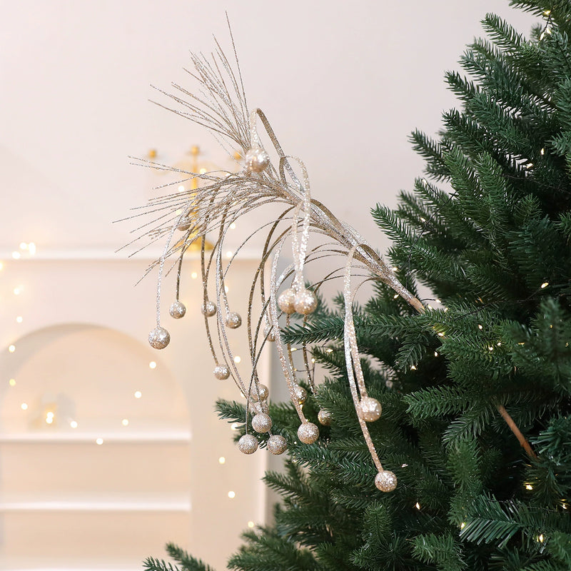 Gold Glitter Line Christmas Tree Decorations, 5 Styles in Red & Champagne, 20" Tall, Perfect for Holiday Home Decor, Weddings & Events