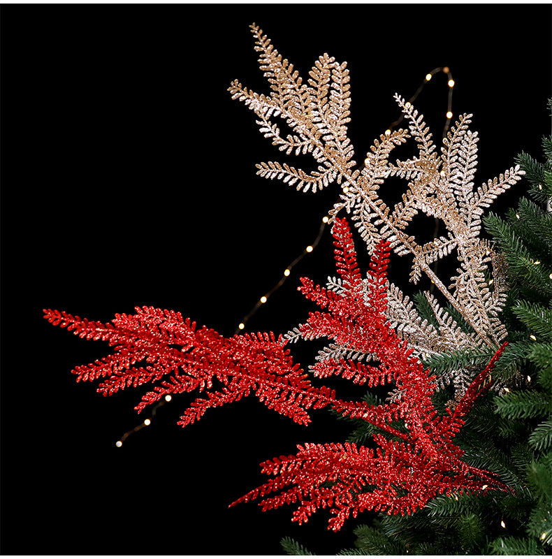 Gold Glitter Line Christmas Tree Decorations, 5 Styles in Red & Champagne, 20" Tall, Perfect for Holiday Home Decor, Weddings & Events